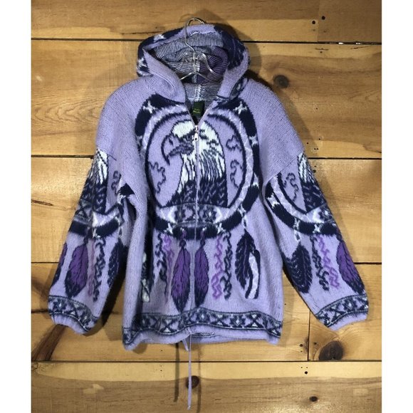 Vintage Tejidos Imalaya Wool Full Zip EAGLE NATIVE AMERICAN Jacket Womens  Sz L - Picture 1 of 11